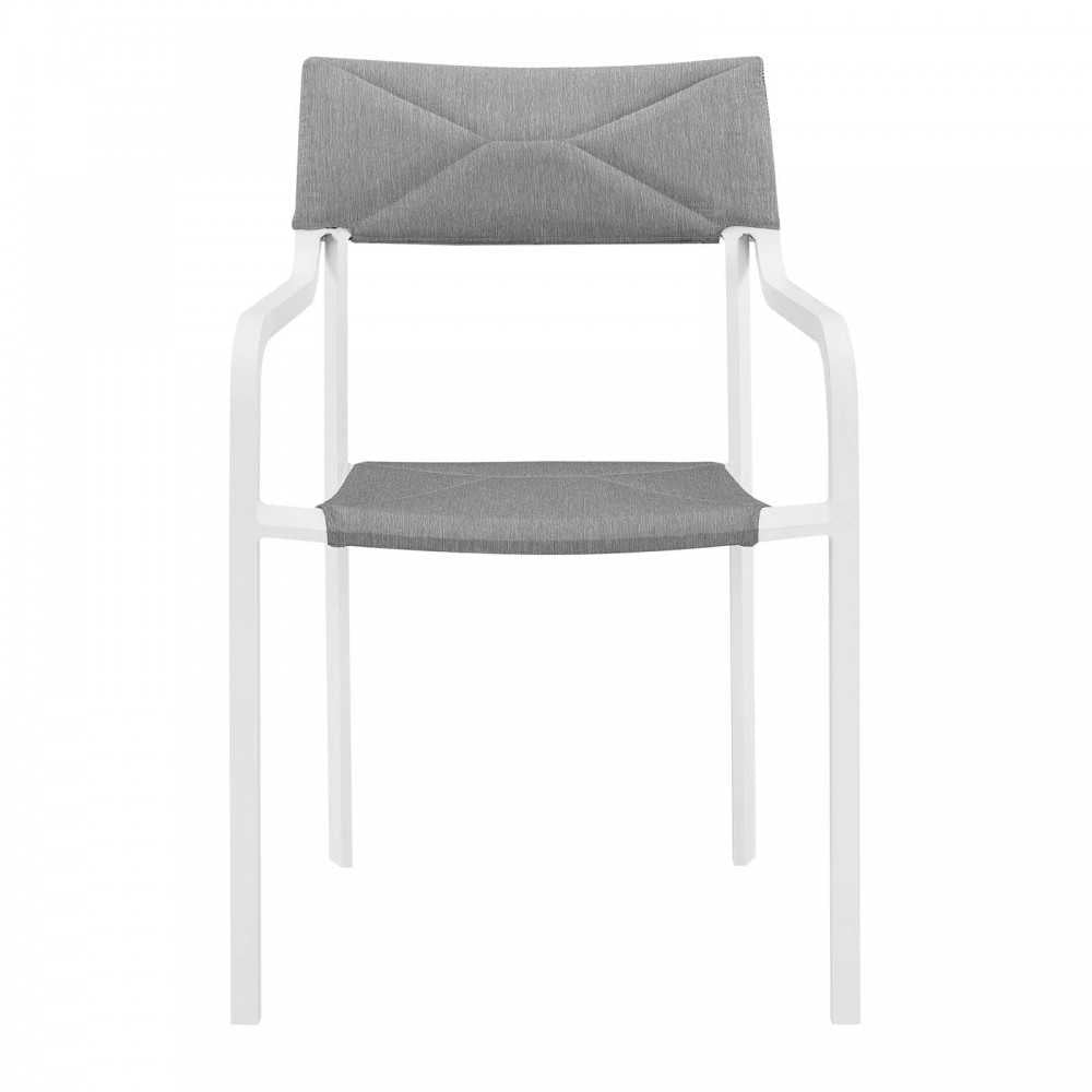 Raleigh Outdoor Patio Aluminum Armchair Set of 2, White Gray