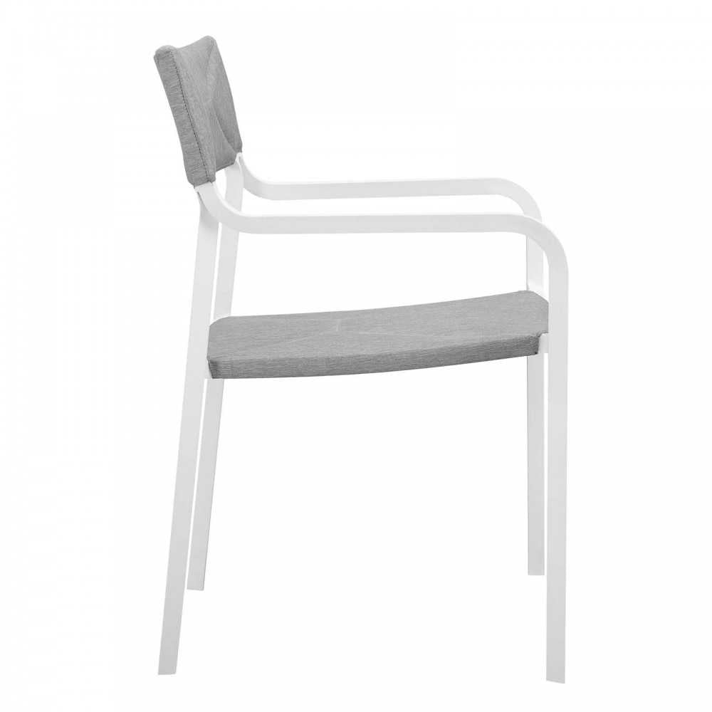Raleigh Outdoor Patio Aluminum Armchair Set of 2, White Gray