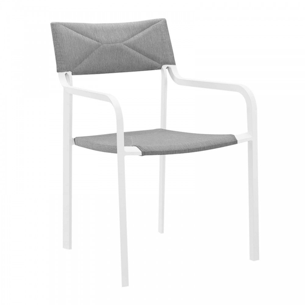 Raleigh Outdoor Patio Aluminum Armchair Set of 2, White Gray