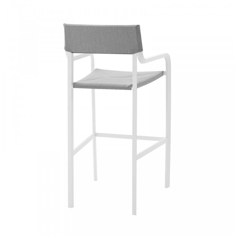 Raleigh Outdoor Patio Aluminum Bar Stool Set of 2, White Gray