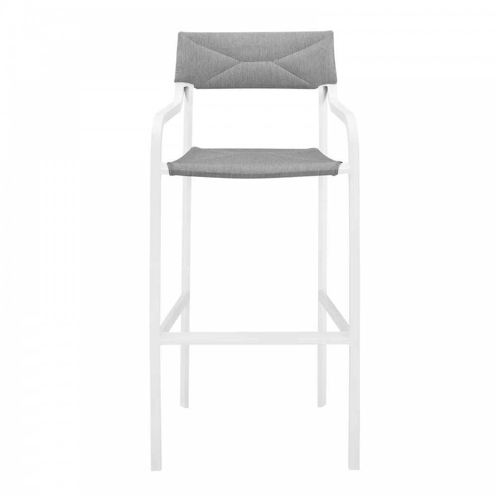 Raleigh Outdoor Patio Aluminum Bar Stool Set of 2, White Gray