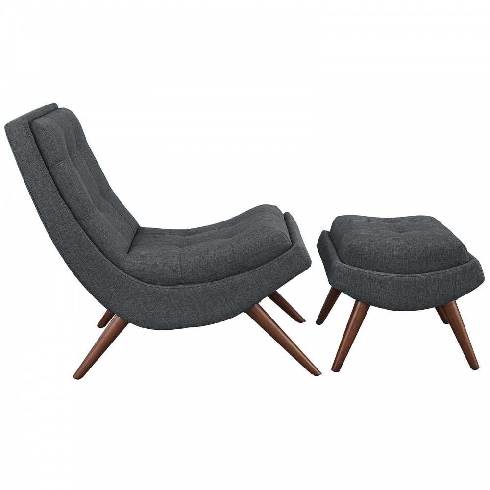 Ramp Upholstered Fabric Lounge Chair Set, Gray