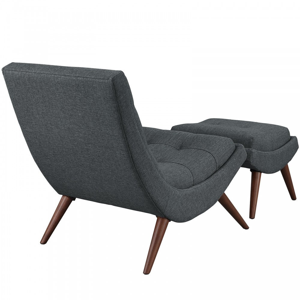 Ramp Upholstered Fabric Lounge Chair Set, Gray