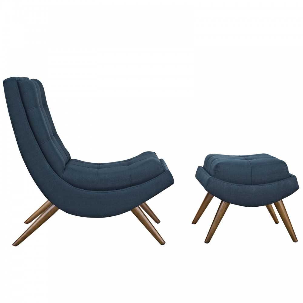 Ramp Upholstered Fabric Lounge Chair Set, Azure