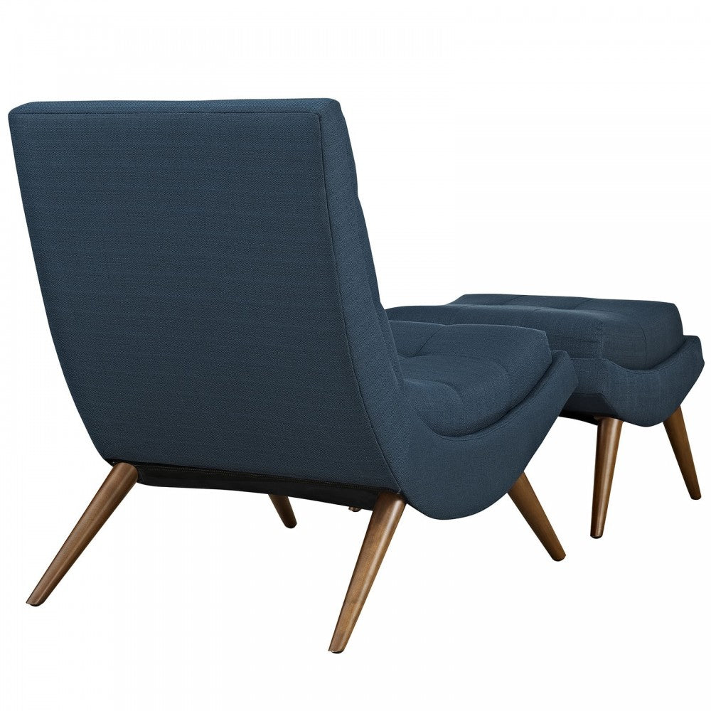 Ramp Upholstered Fabric Lounge Chair Set, Azure