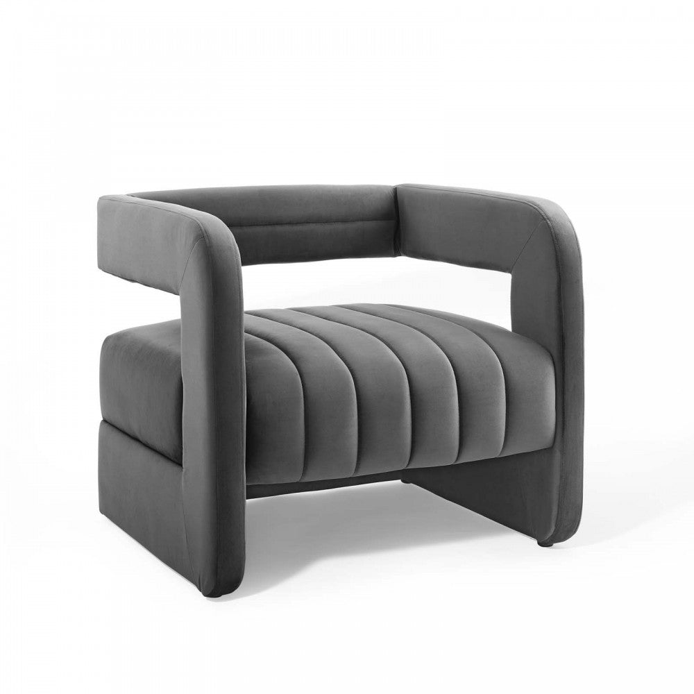 Range Tufted Performance Velvet Accent Armchair Set of 2, Charcoal
