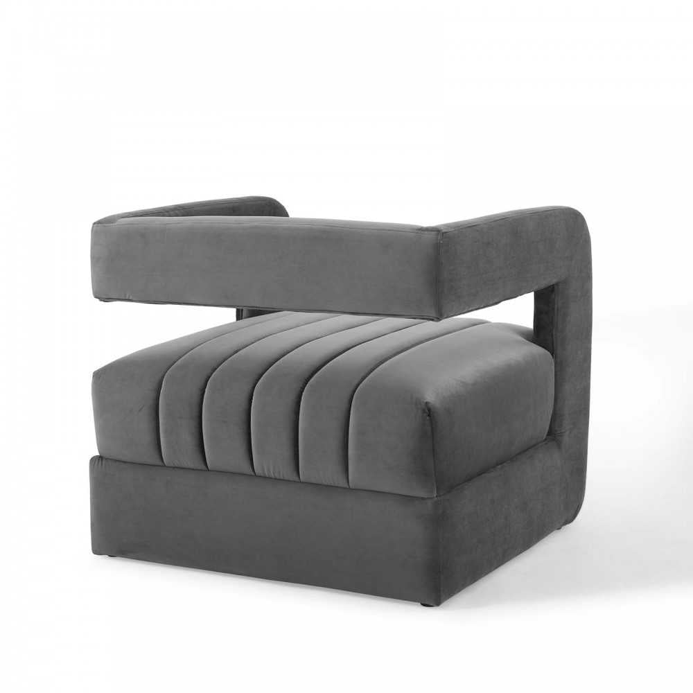 Range Tufted Performance Velvet Accent Armchair Set of 2, Charcoal