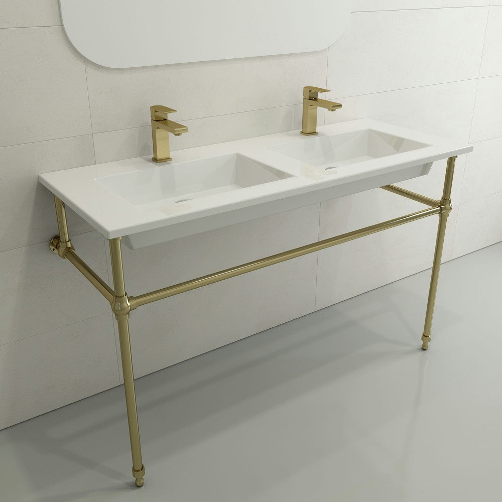 Ravenna Wall-Mounted Sink Fireclay 48 in. Double Bowl in White