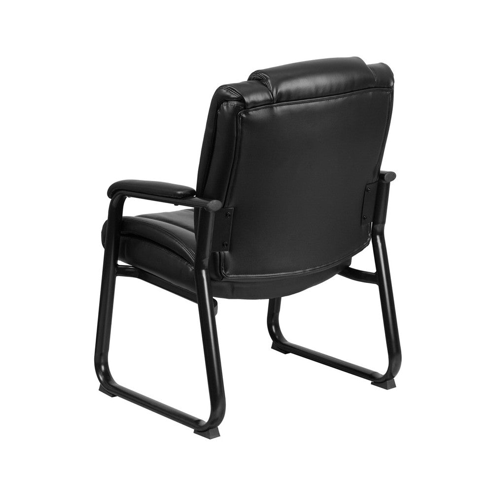 Reception Chairs | Black LeatherSoft Side Chairs for Reception and Office