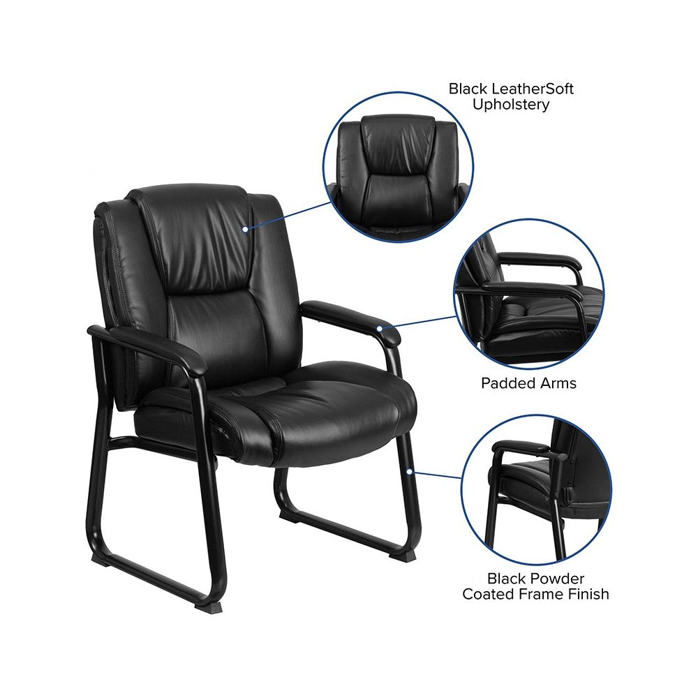 Reception Chairs | Black LeatherSoft Side Chairs for Reception and Office