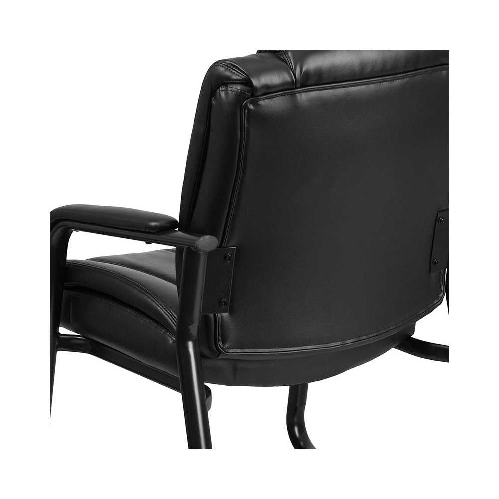 Reception Chairs | Black LeatherSoft Side Chairs for Reception and Office
