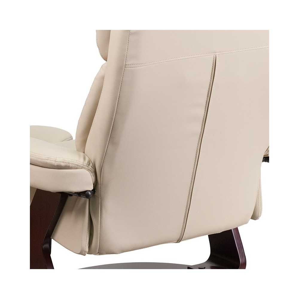Recliner Chair with Ottoman | Beige LeatherSoft Swivel Recliner Chair with Ottoman Footrest