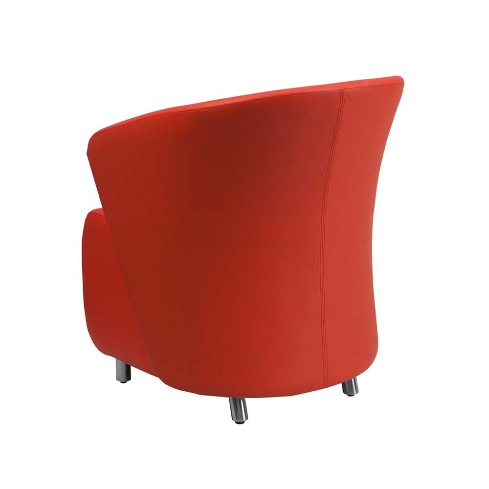 Red LeatherSoft Curved Barrel Back Lounge Chair