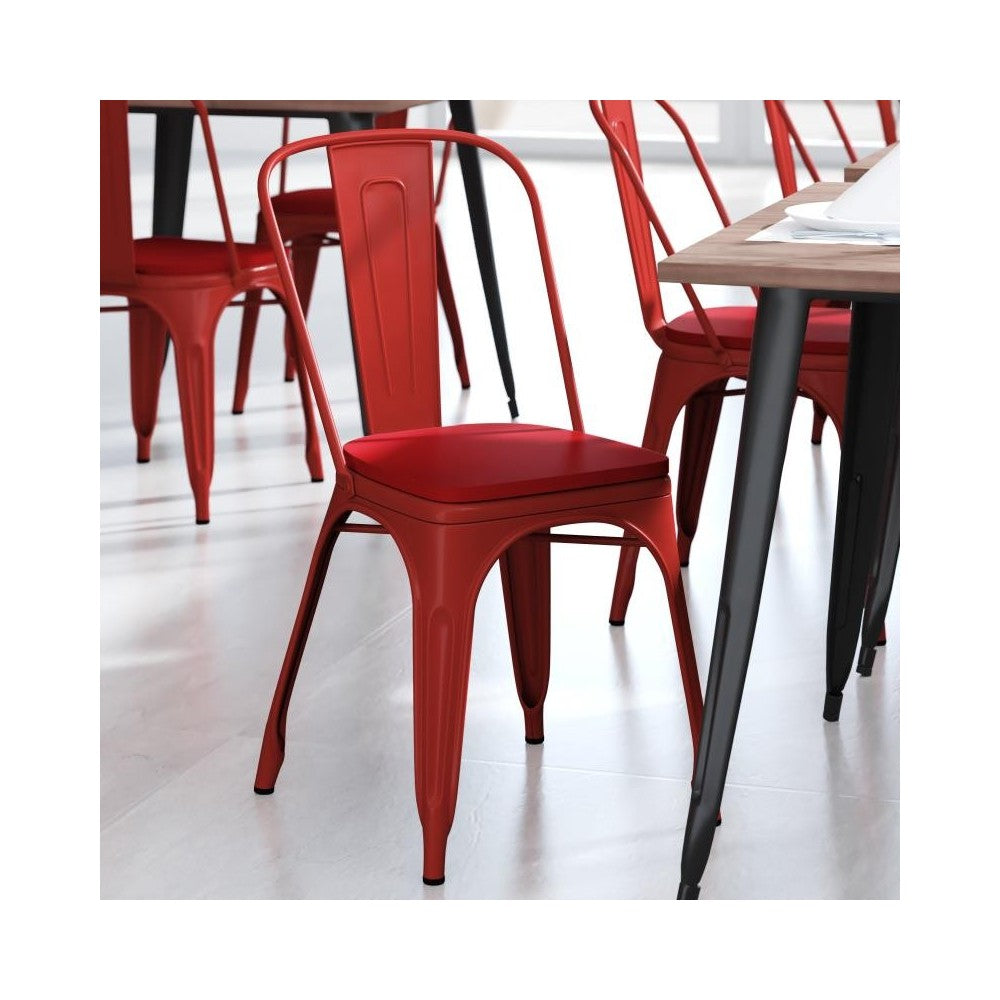 Red Metal Chair-Red Seat