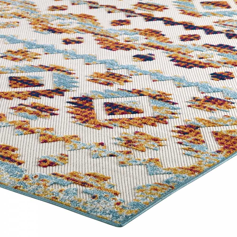 Reflect Takara Abstract Diamond Moroccan Trellis 5x8 Indoor and Outdoor Area Rug, Multicolored
