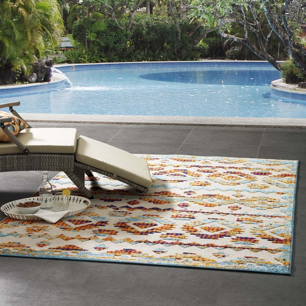 Reflect Takara Abstract Diamond Moroccan Trellis 5x8 Indoor and Outdoor Area Rug, Multicolored