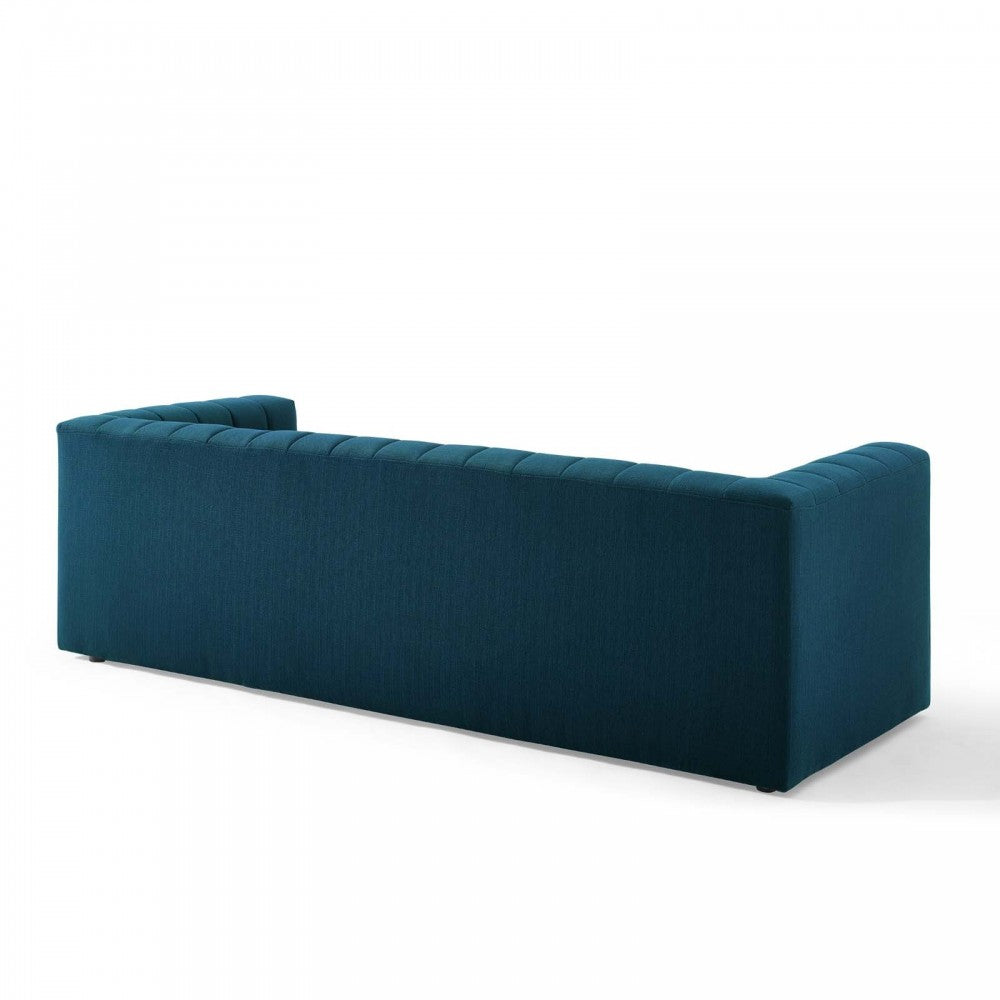 Reflection Channel Tufted Upholstered Fabric Sofa, Azure