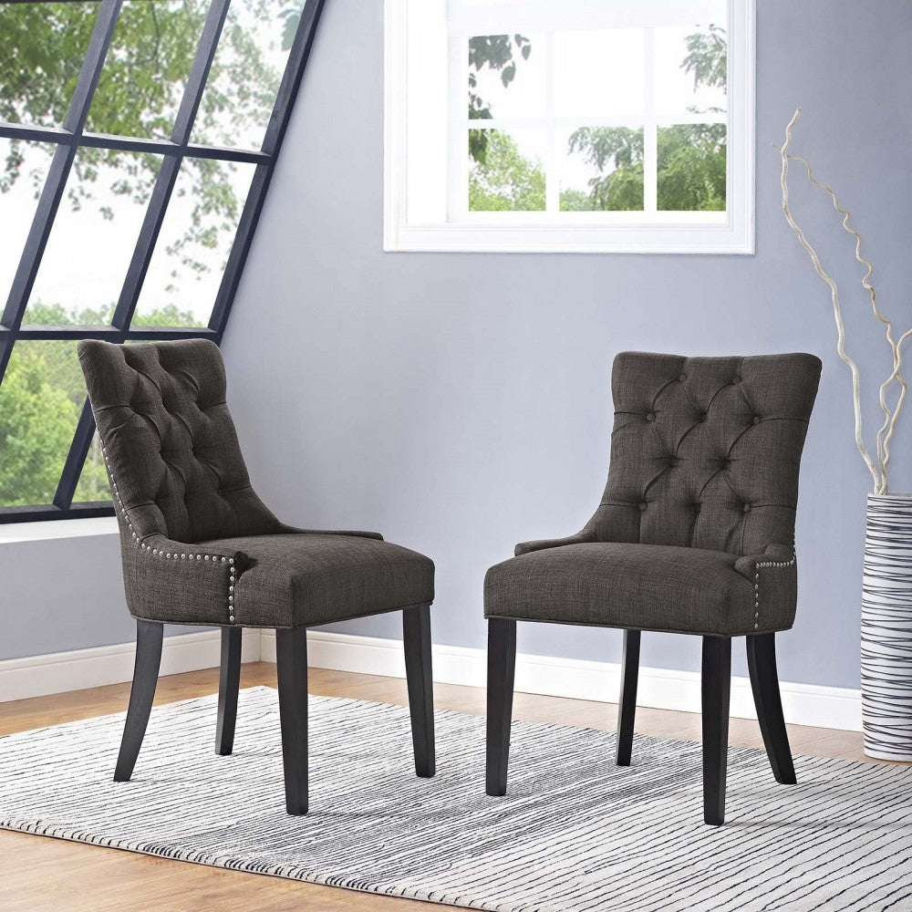 Regent Dining Side Chair Fabric Set of 2, Brown