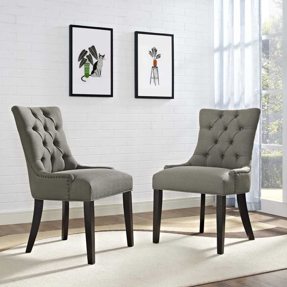 Regent Dining Side Chair Fabric Set of 2, Granite