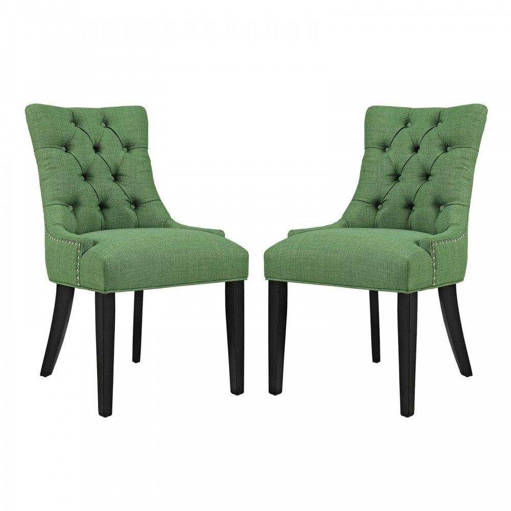 Regent Dining Side Chair Fabric Set of 2, Green