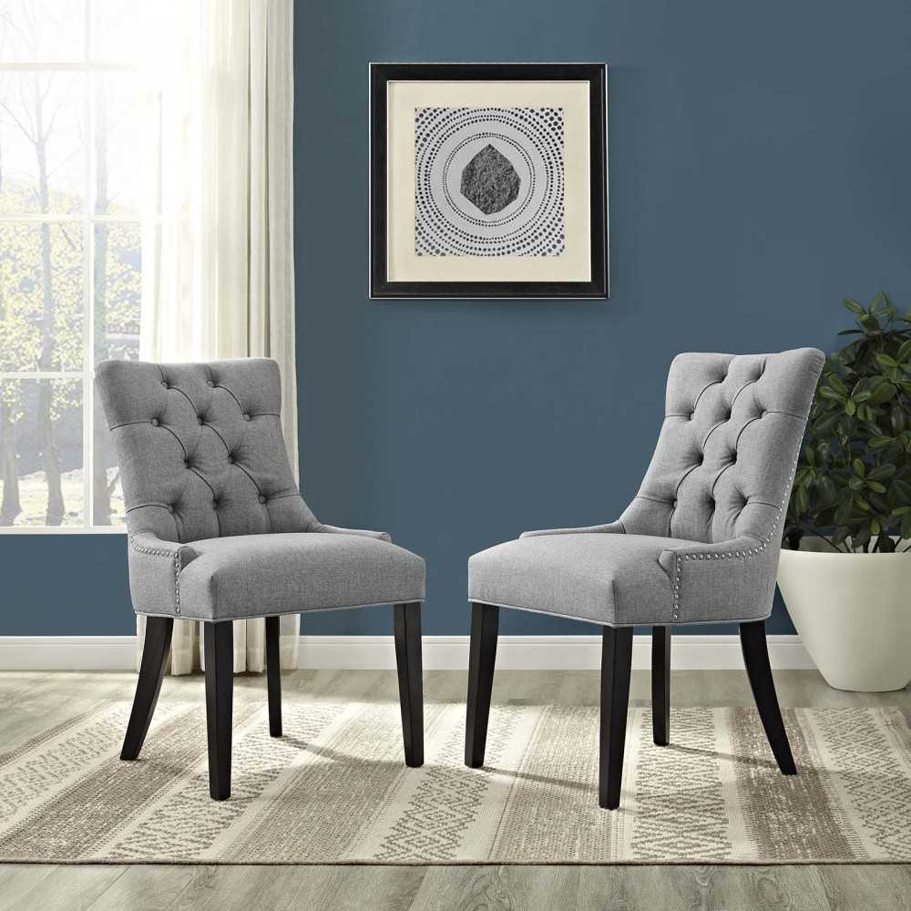 Regent Dining Side Chair Fabric Set of 2, Light Gray
