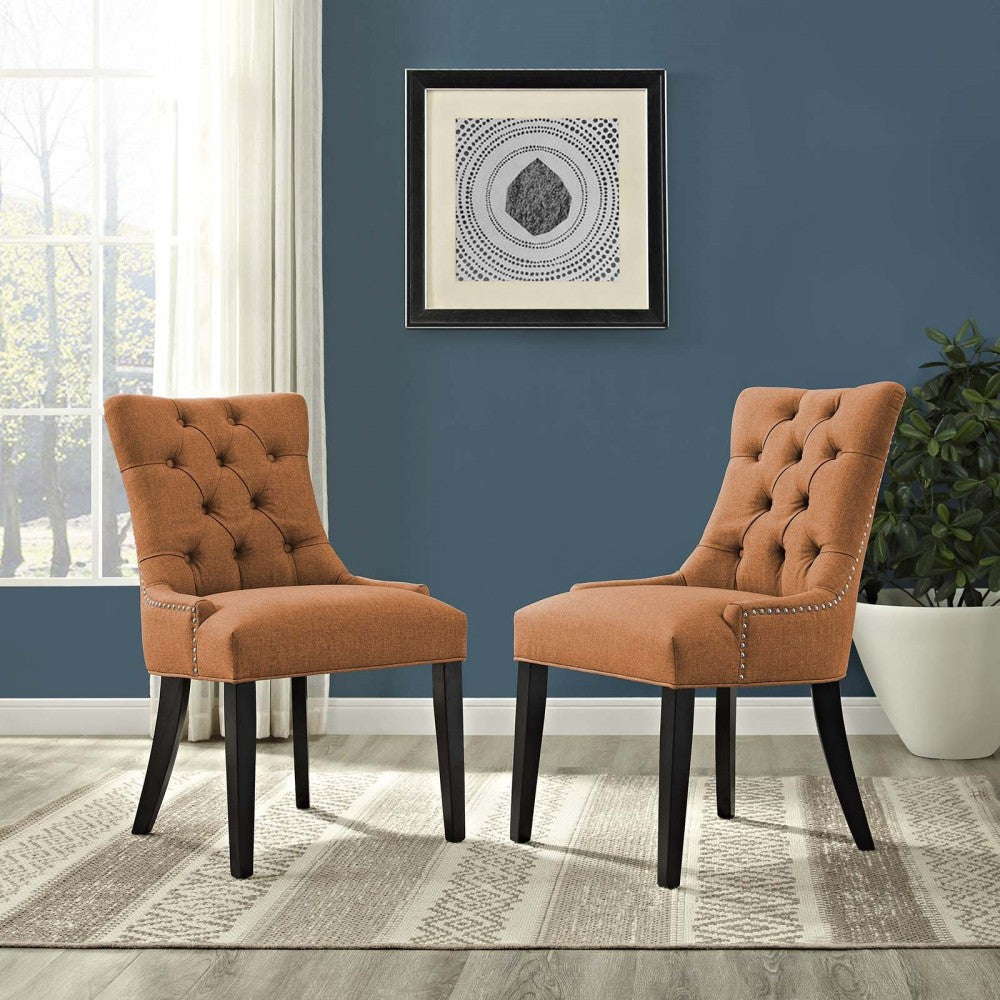 Regent Dining Side Chair Fabric Set of 2, Orange