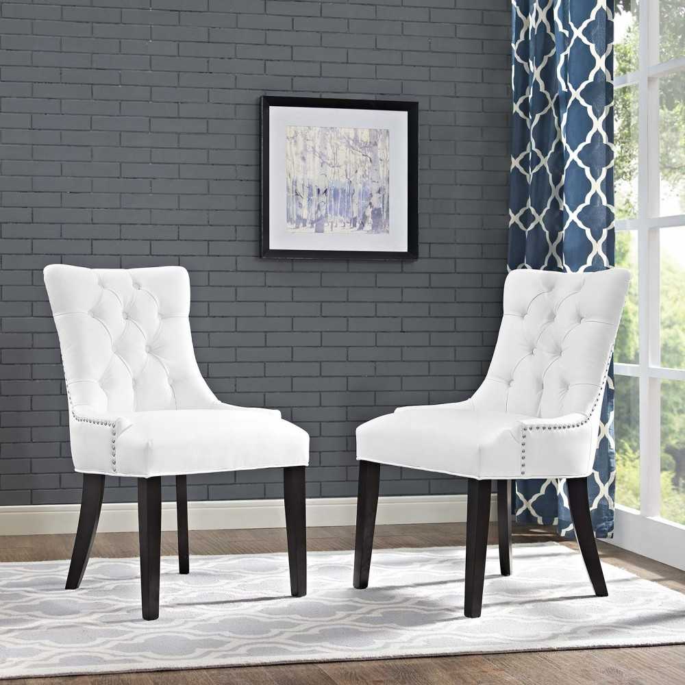 Regent Dining Side Chair Vinyl Set of 2, White
