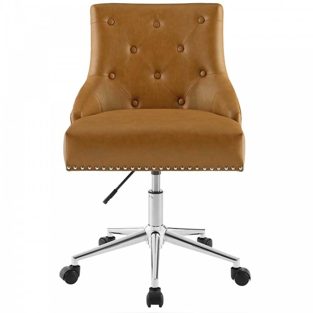 Regent Tufted Button Swivel Faux Leather Office Chair, Tan