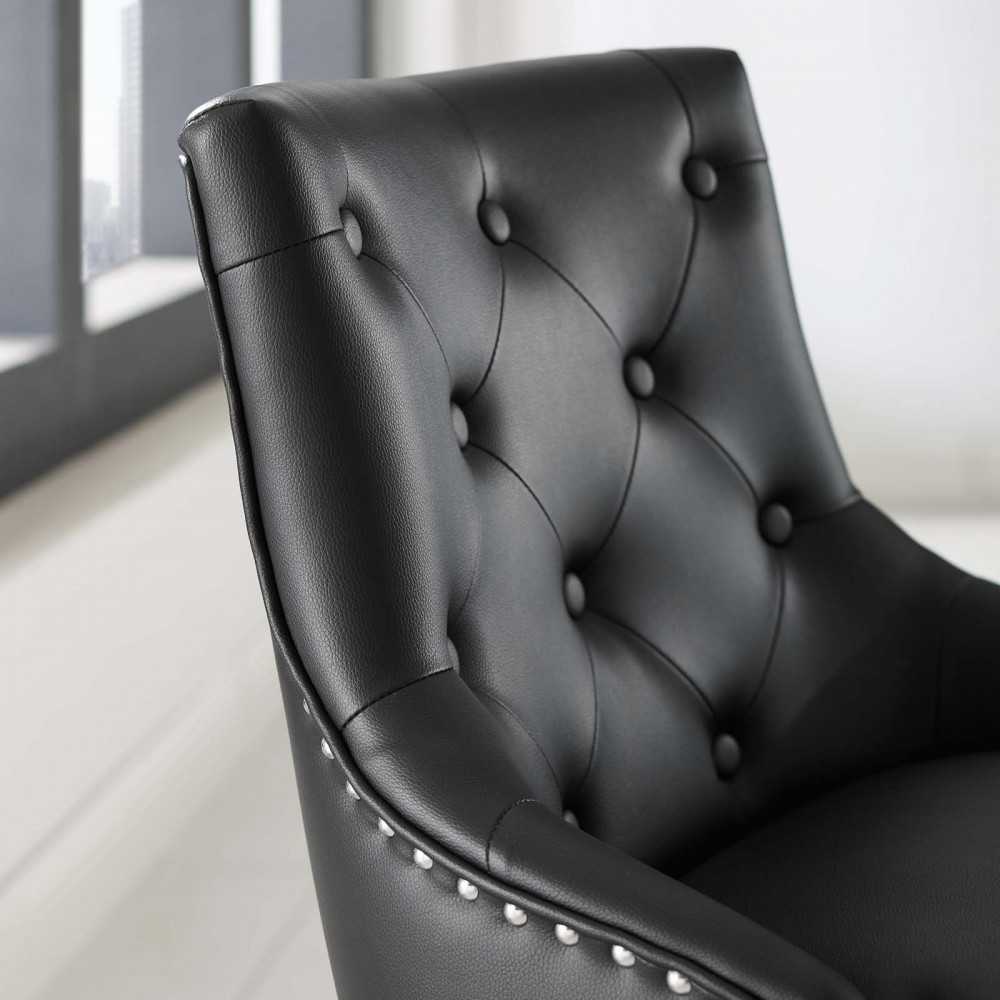 Regent Tufted Button Swivel Faux Leather Office Chair, Black
