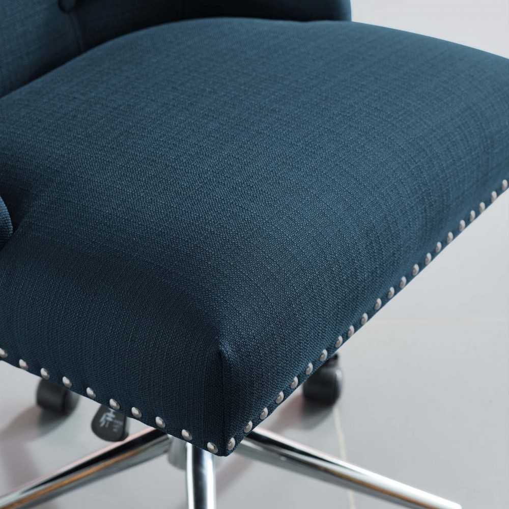 Regent Tufted Button Swivel Upholstered Fabric Office Chair, Azure