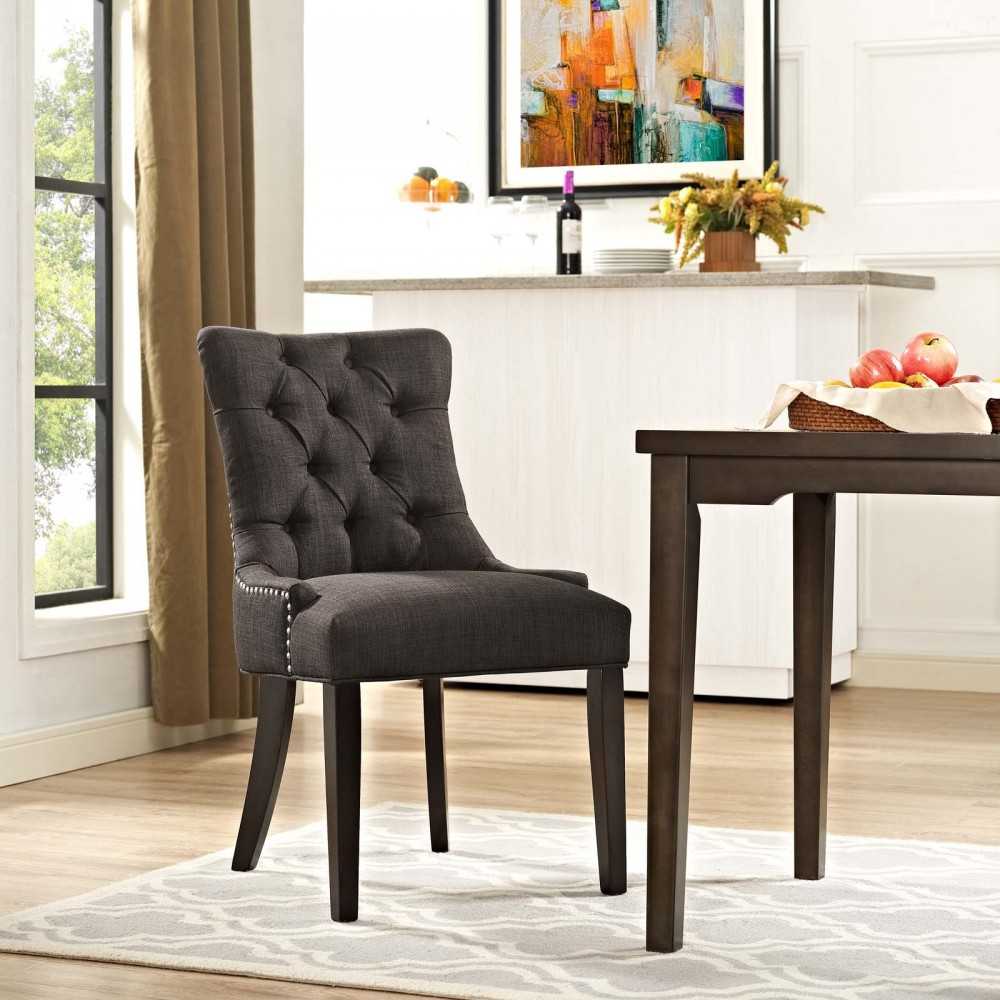 Regent Tufted Fabric Dining Side Chair, Brown