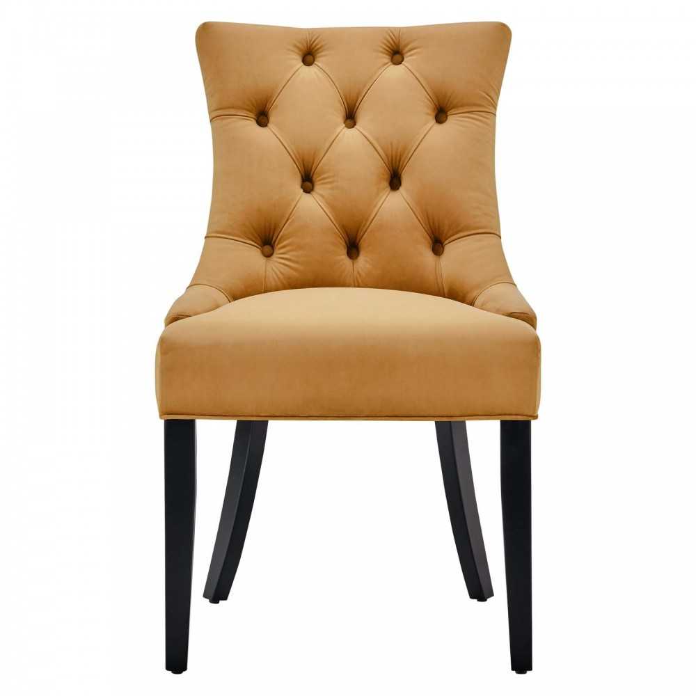 Regent Tufted Performance Velvet Dining Side Chairs - Set of 2, Cognac