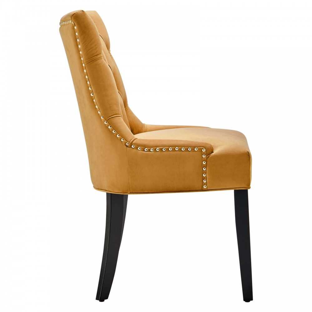 Regent Tufted Performance Velvet Dining Side Chairs - Set of 2, Cognac