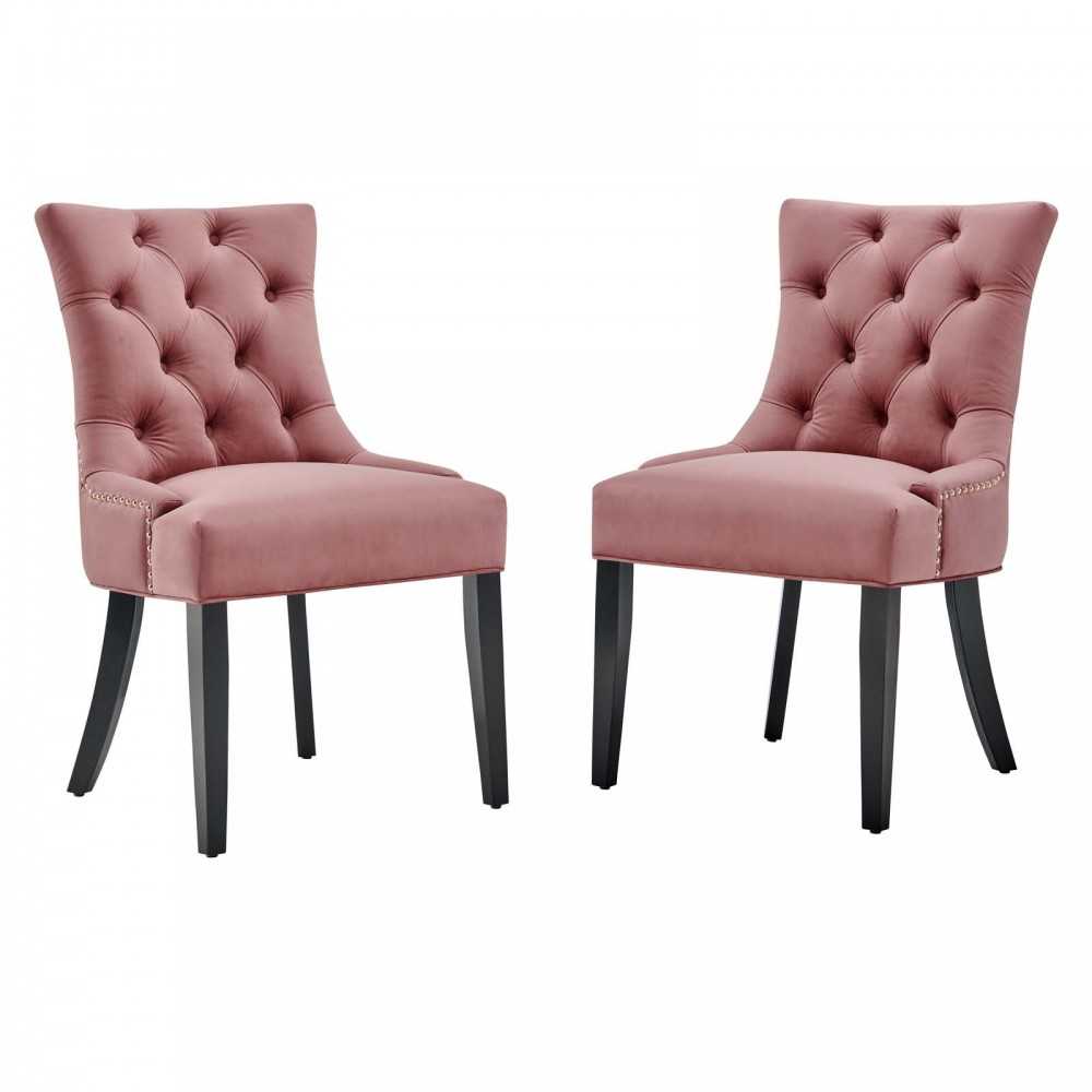 Regent Tufted Performance Velvet Dining Side Chairs - Set of 2, Dusty Rose