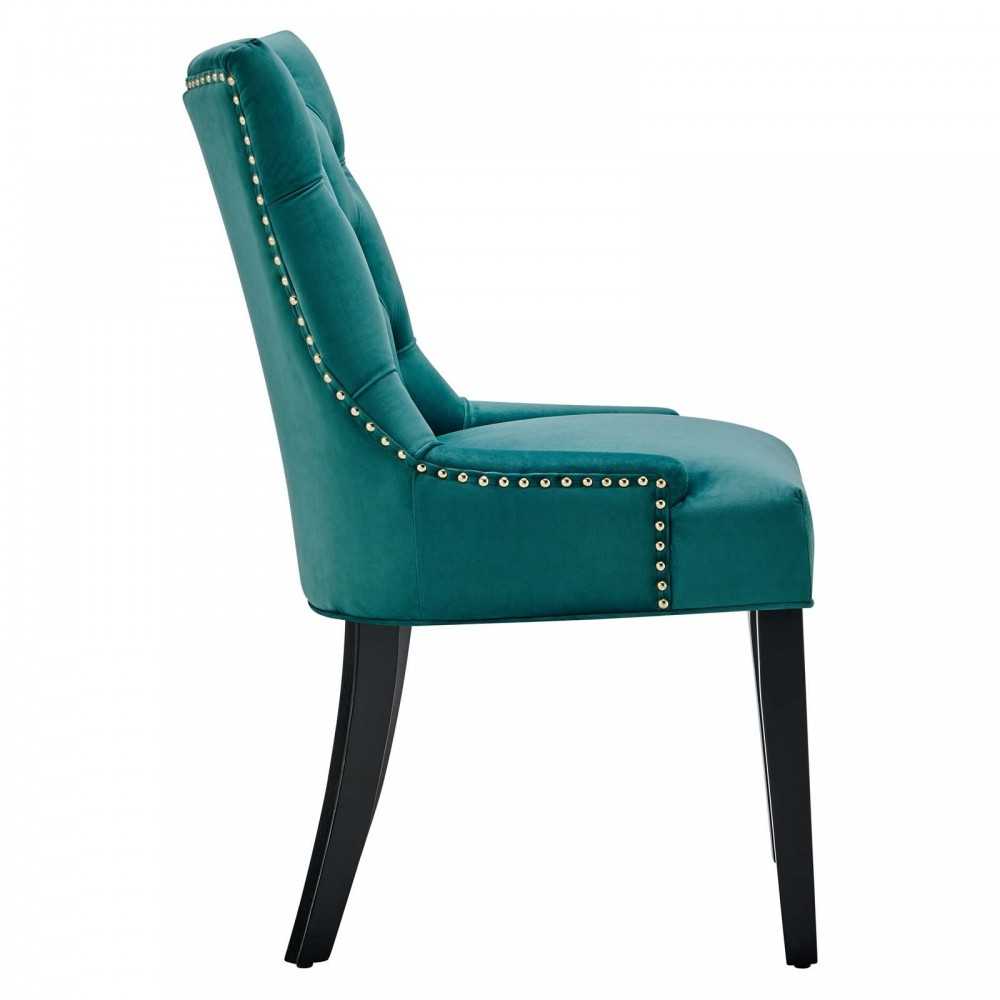 Regent Tufted Performance Velvet Dining Side Chairs - Set of 2, Teal