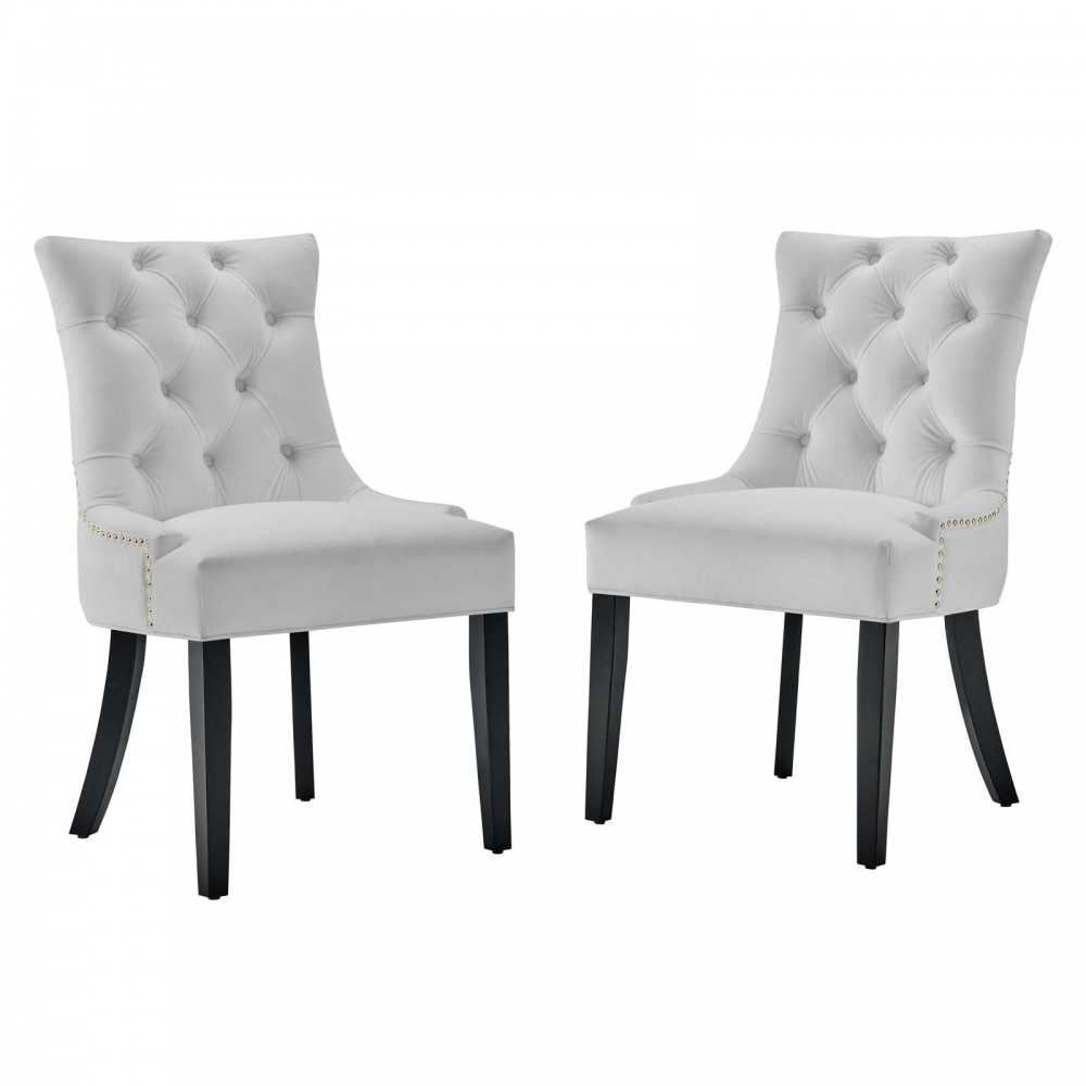 Regent Tufted Performance Velvet Dining Side Chairs - Set of 2, White