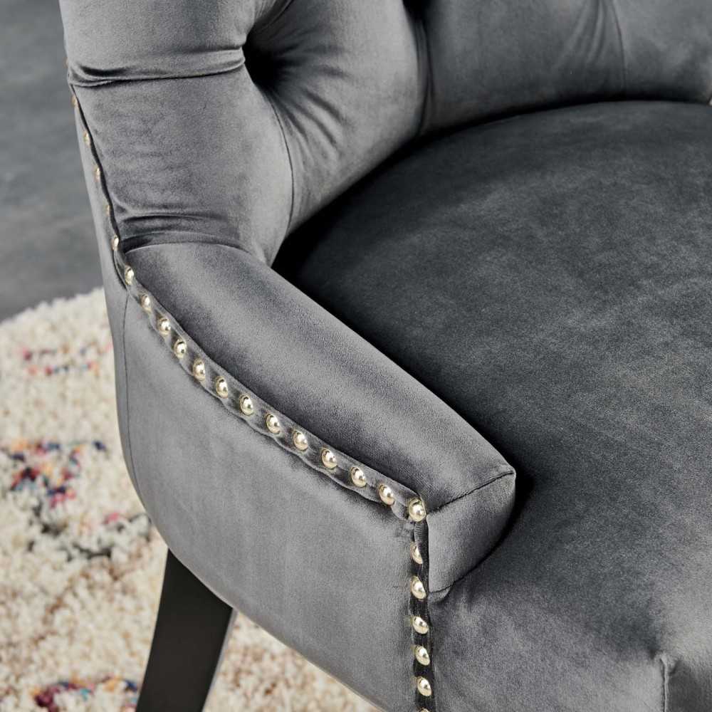 Regent Tufted Performance Velvet Dining Side Chairs - Set of 2, Charcoal