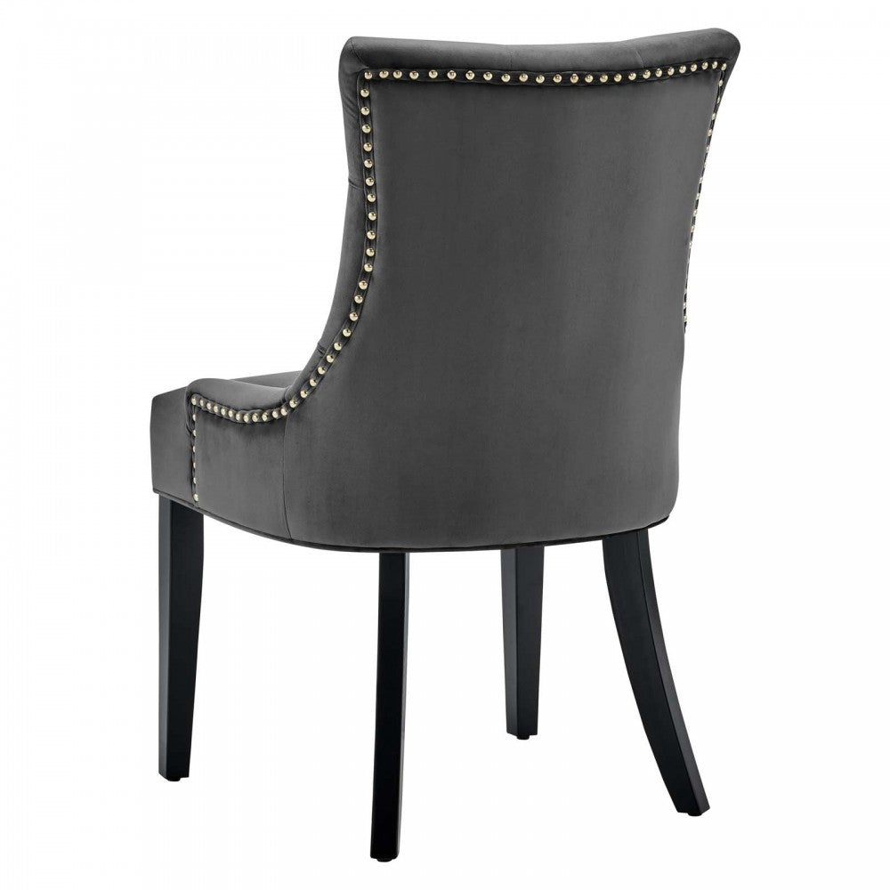Regent Tufted Performance Velvet Dining Side Chairs - Set of 2, Charcoal