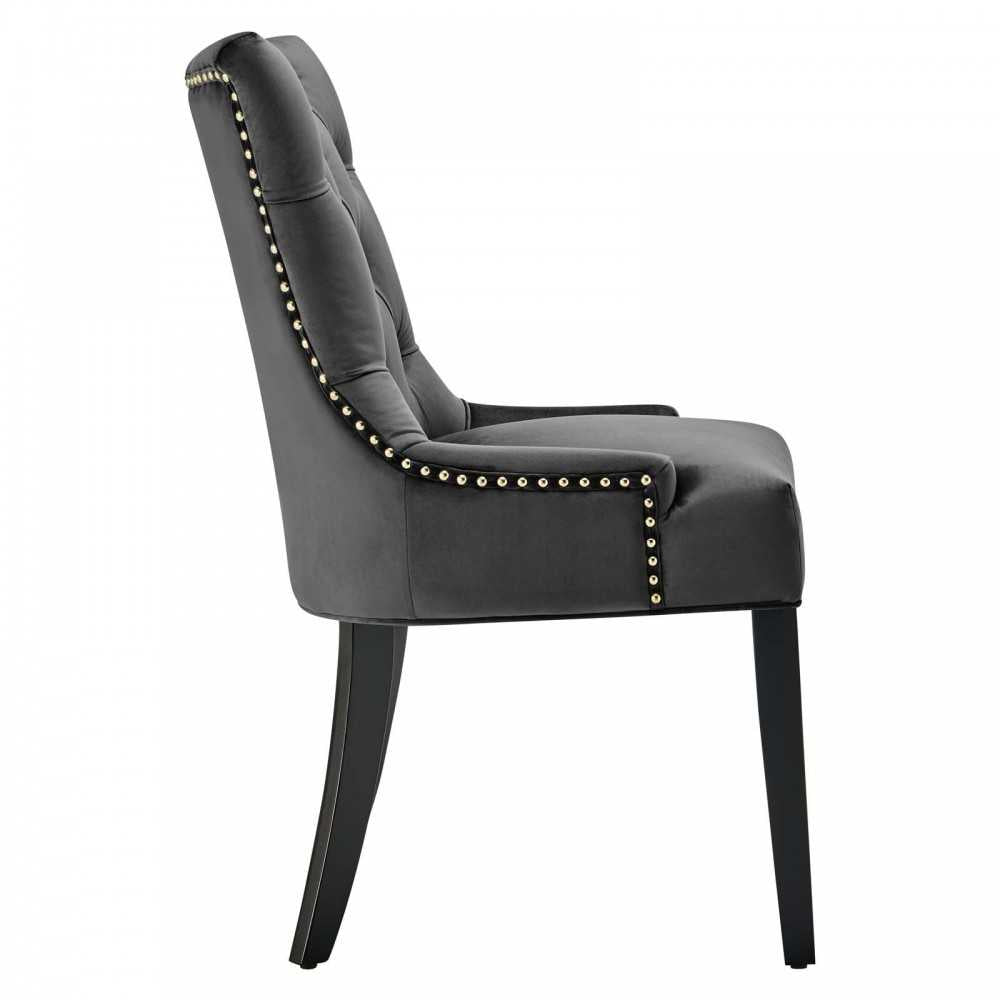 Regent Tufted Performance Velvet Dining Side Chairs - Set of 2, Charcoal
