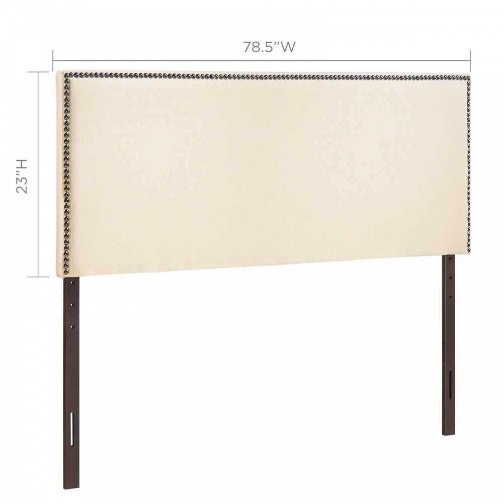 Region Nailhead King Upholstered Headboard, Ivory