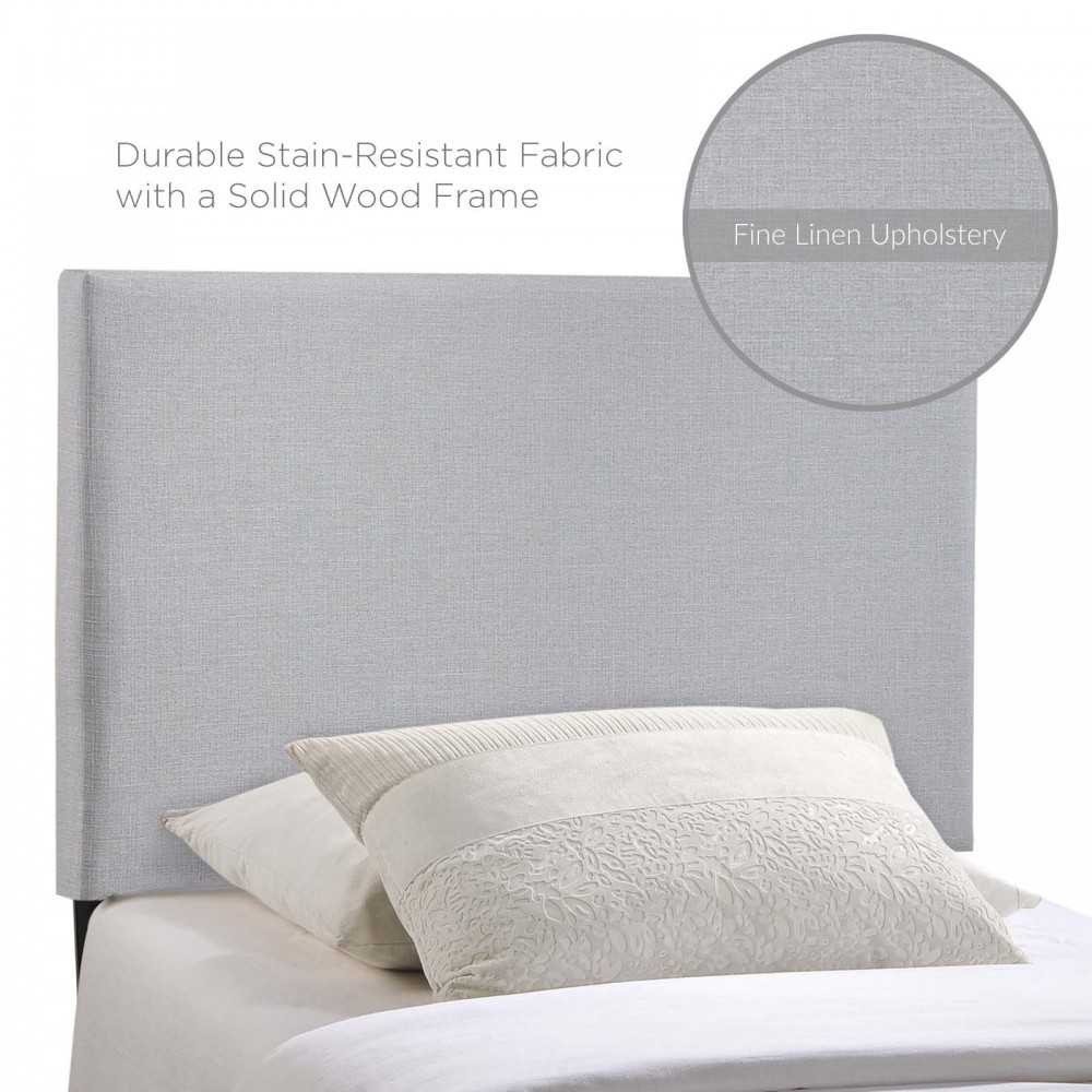 Region Twin Upholstered Fabric Headboard, Sky Gray