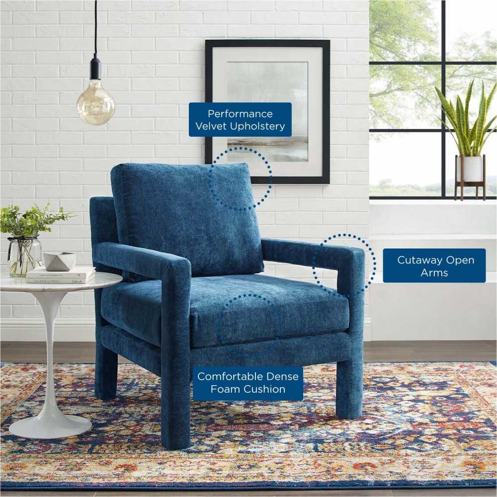 Rehearse Crushed Performance Velvet Armchair, Navy