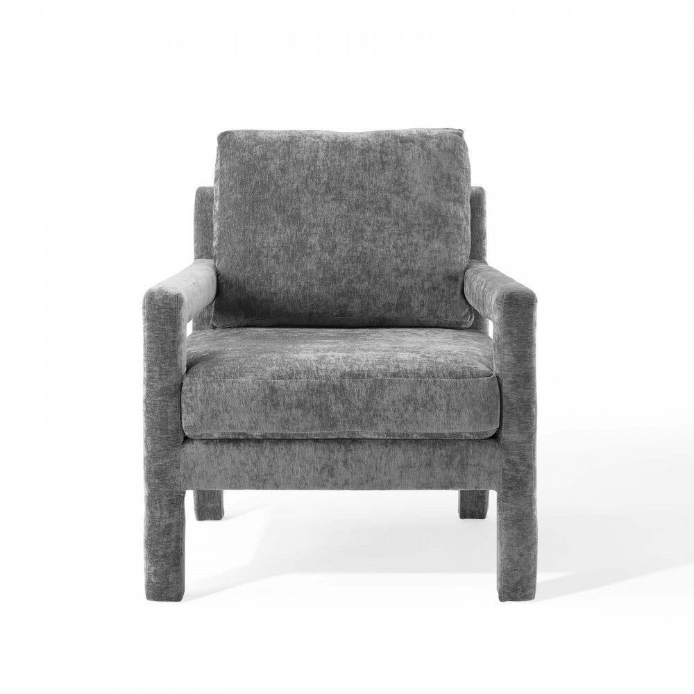 Rehearse Crushed Performance Velvet Armchair, Gray
