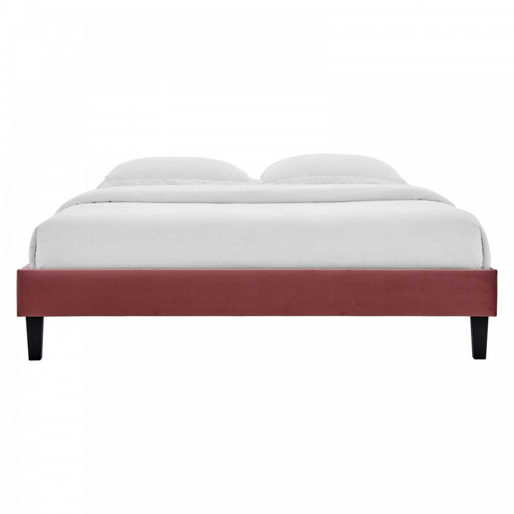 Reign Twin Performance Velvet Platform Bed Frame, Dusty Rose