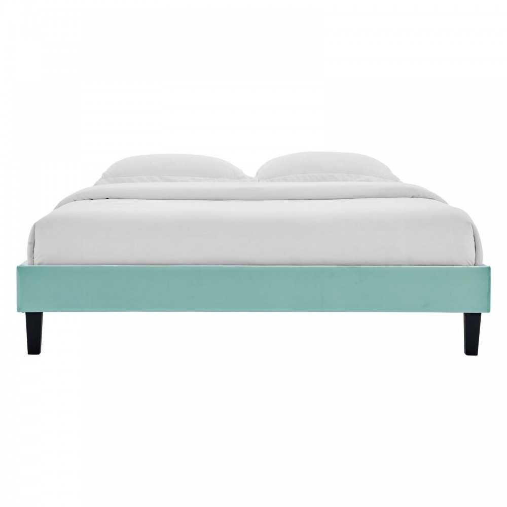 Reign Twin Performance Velvet Platform Bed Frame, Mint