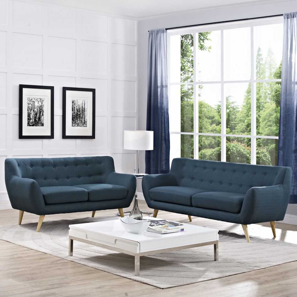 Remark 2 Piece Living Room Set, Azure, EEI-1785-AZU-SET