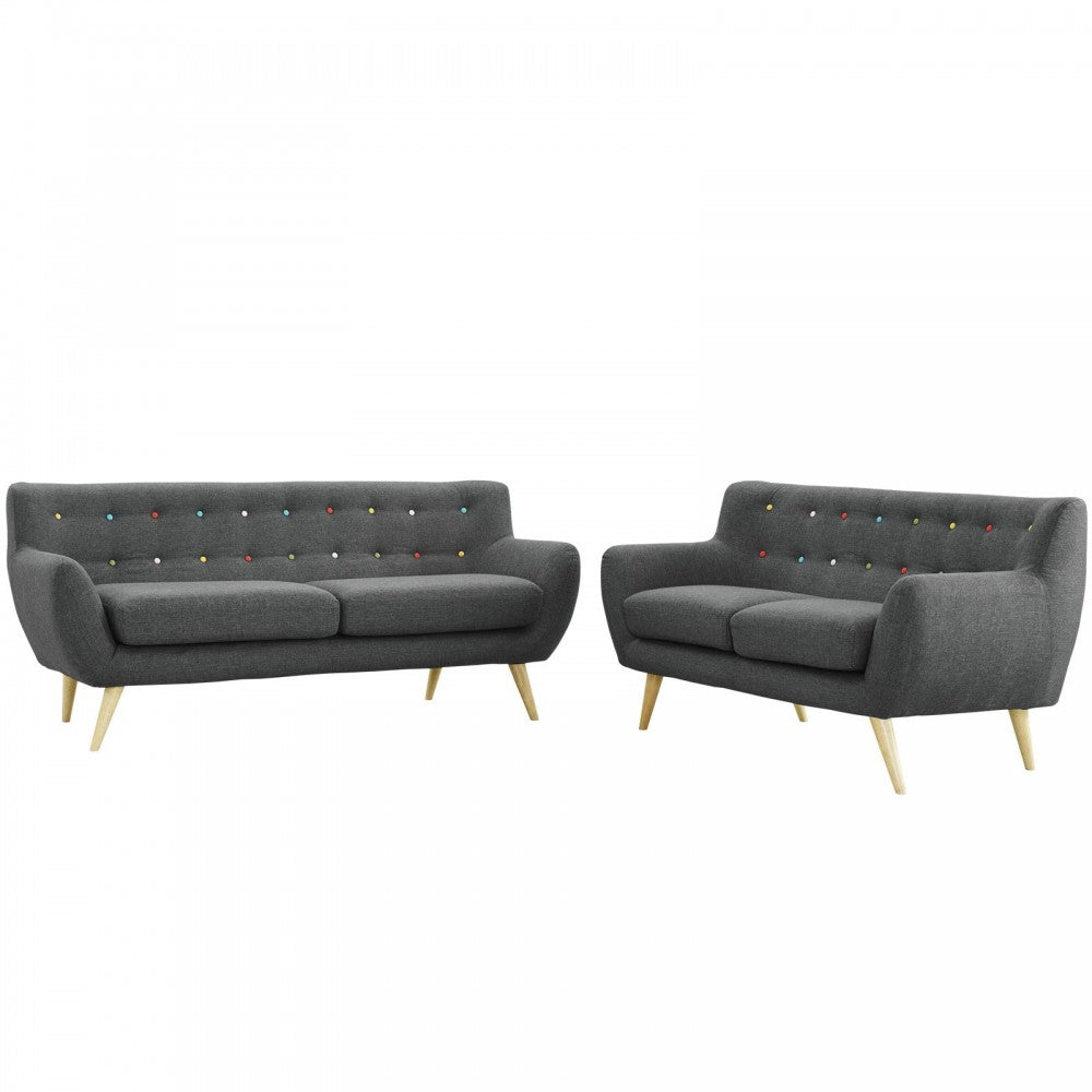 Remark 2 Piece Living Room Set, Gray, EEI-1785-GRY-SET