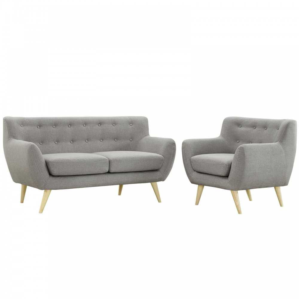 Remark 2 Piece Living Room Set, Light Gray, EEI-1783-LGR-SET