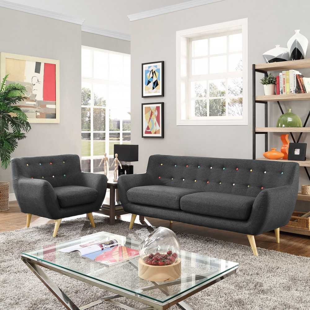 Remark 2 Piece Living Room Set, Gray, EEI-1784-GRY-SET