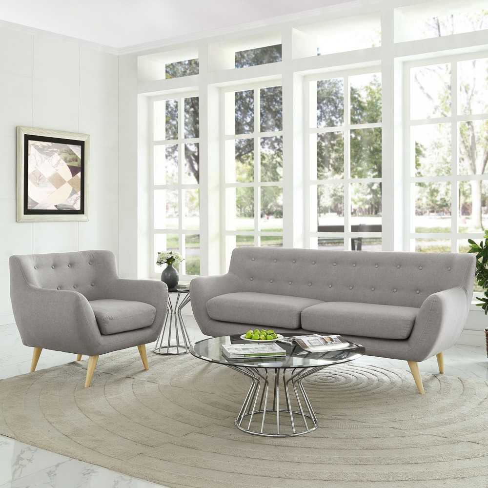 Remark 2 Piece Living Room Set, Light Gray, EEI-1784-LGR-SET